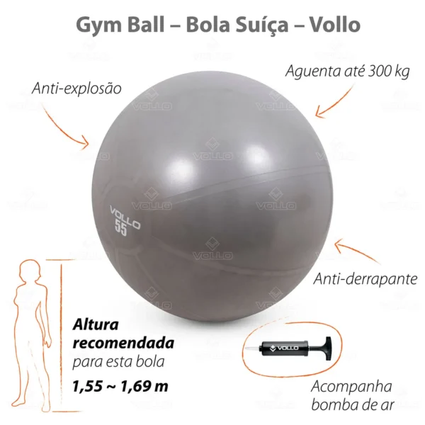 Bola de Pilates - Gym Ball - 55cm - VP1034 - Vollo Sports - Imagem 4