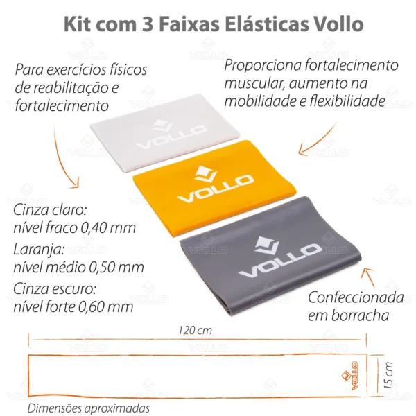 Kit Faixas Elásticas 3 Intensidades - Bands - VLS3204 - Vollo Sports - Imagem 3